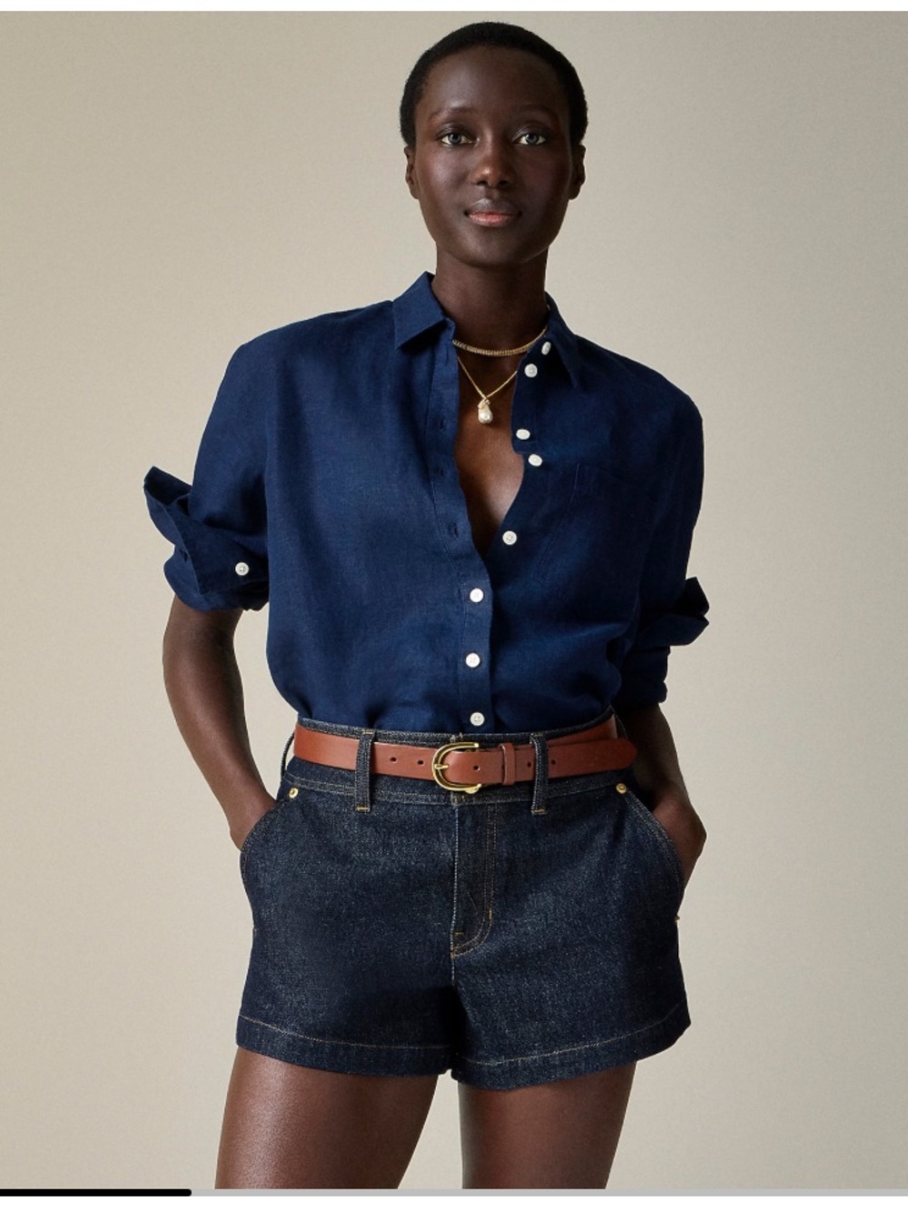 J. Crew Garçon classic button-up shirt in Baird McNutt Irish linen - Navy